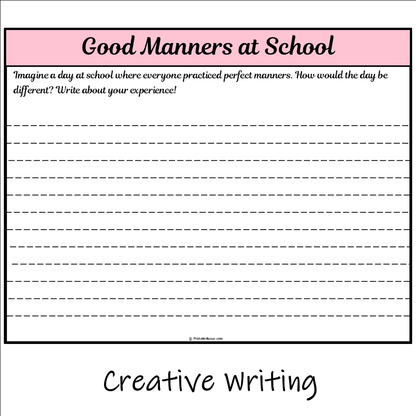 Good Manners at School | Main Idea and Supporting Details Reading Passage and Questions