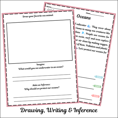 Oceans | Short Reading Comprehension Creative Worksheet