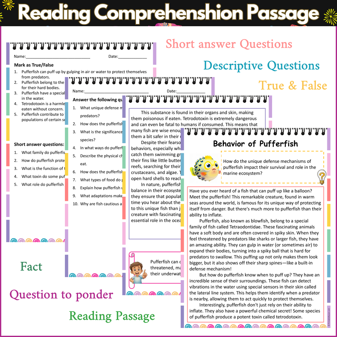Behavior of Pufferfish | Reading Comprehension Passage and Questions