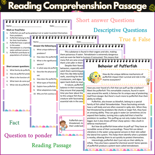 Behavior of Pufferfish | Reading Comprehension Passage and Questions
