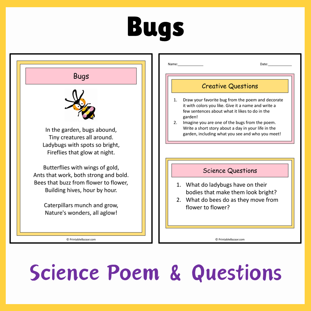 Bugs | Science Poem Reading Comprehension Activity