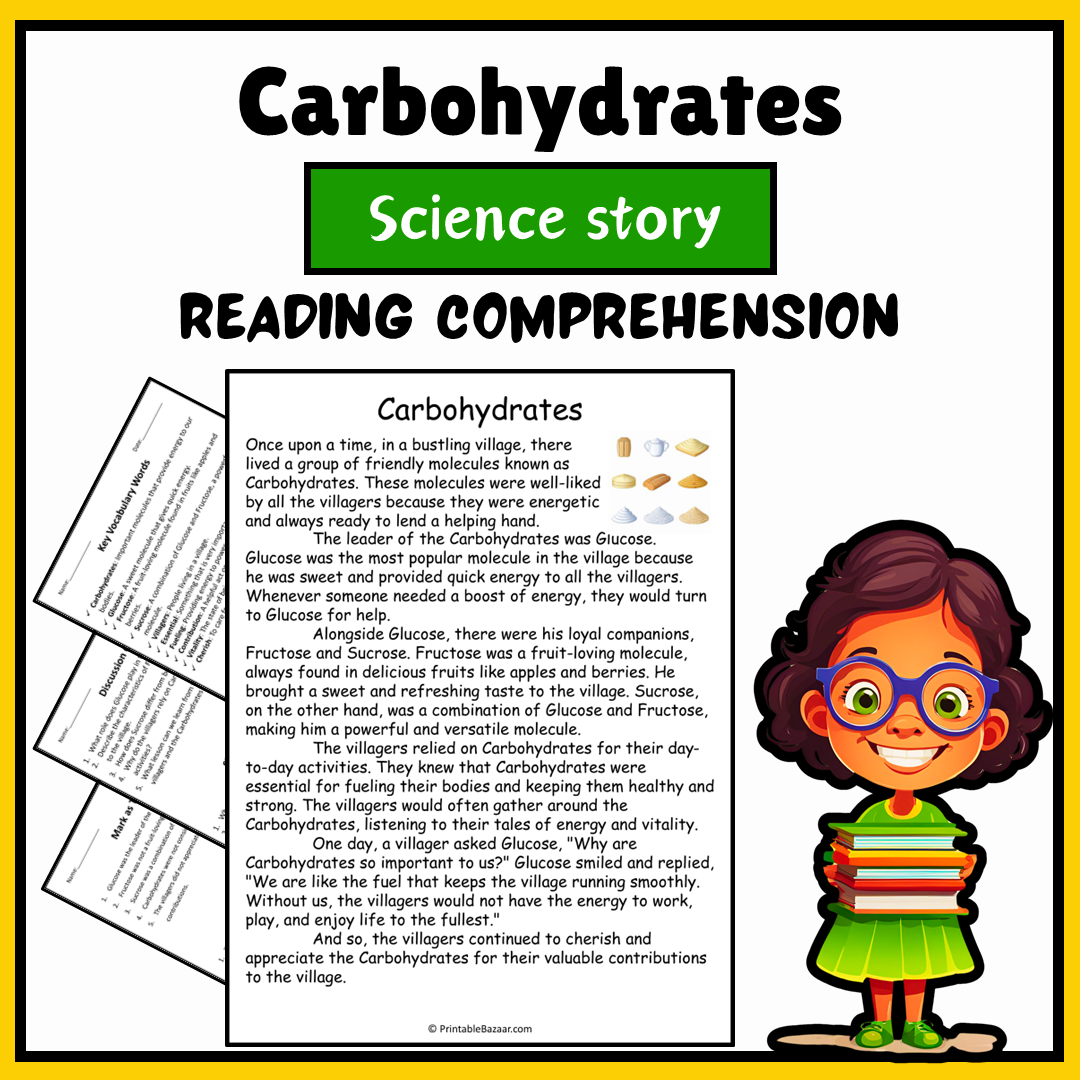 Carbohydrates | Science Story Reading Comprehension Activity