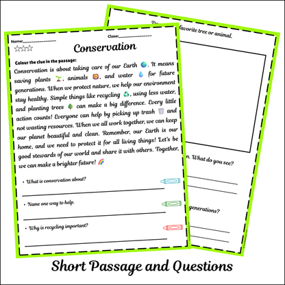 Conservation | Short Reading Comprehension Creative Worksheet