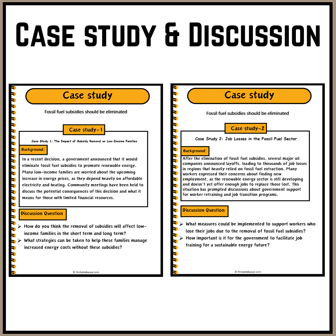 Fossil fuel subsidies should be eliminated | Debate Case Study Worksheet