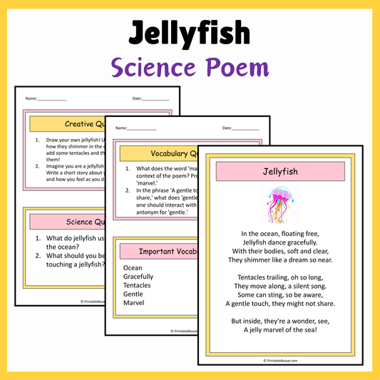 Jellyfish | Science Poem Reading Comprehension Activity