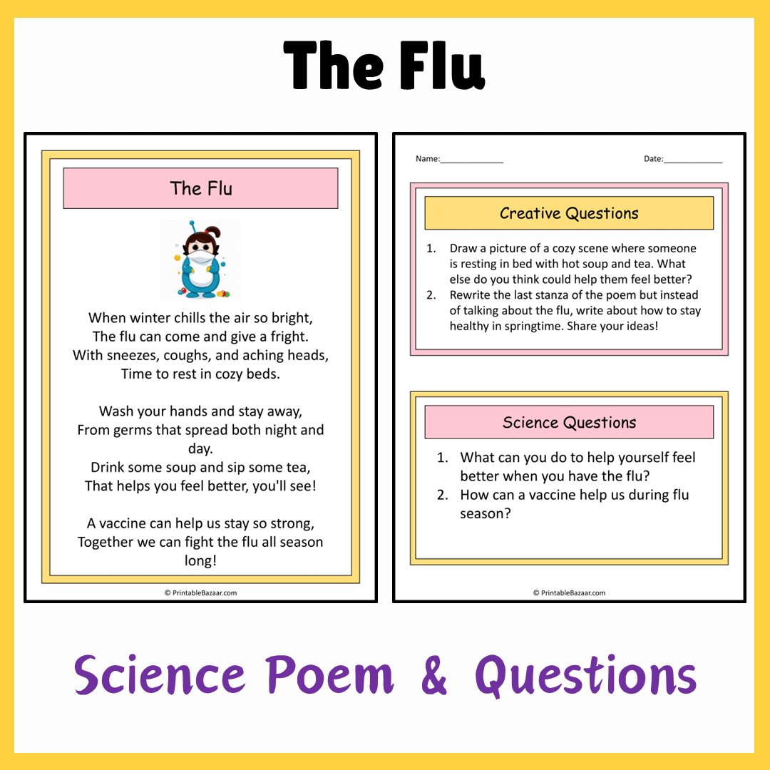 The Flu | Science Poem Reading Comprehension Activity