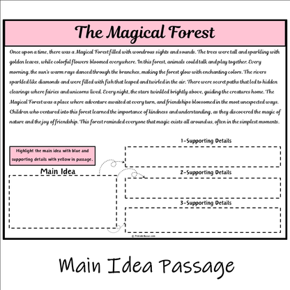 The Magical Forest | Main Idea and Supporting Details Reading Passage and Questions