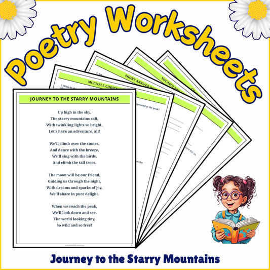 Journey to the Starry Mountains | Poem Grammar Worksheet Printable Activity