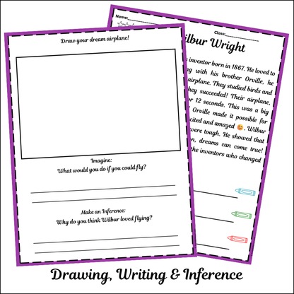 Wilbur Wright | Short Reading Comprehension Creative Worksheet