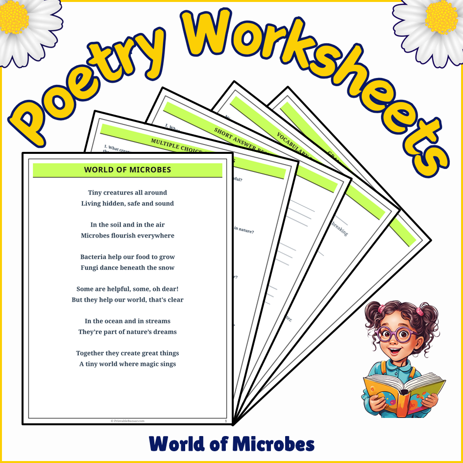 World of Microbes | Poem Grammar Worksheet Printable Activity