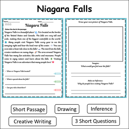 Niagara Falls | Short Reading Comprehension Creative Worksheet