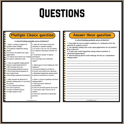 Is school funding equitable across all districts? | Debate Case Study Worksheet