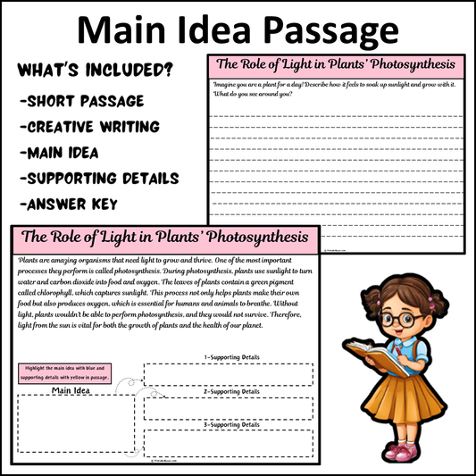 The Role of Light in Plants’ Photosynthesis | Main Idea and Supporting Details Reading Passage and Questions