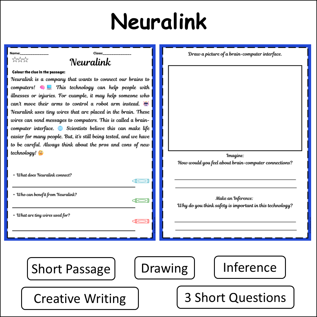 Neuralink | Short Reading Comprehension Creative Worksheet