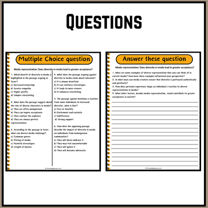 Media representation: Does diversity in media lead to greater acceptance? | Debate Case Study Worksheet