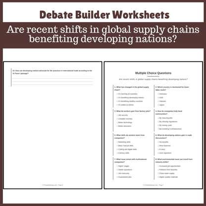Are recent shifts in global supply chains benefiting developing nations? | Favour and Against Worksheet Printable Activity