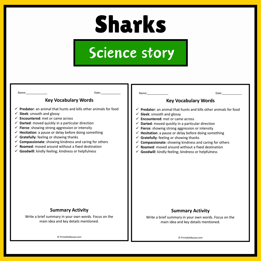 Sharks | Science Story Reading Comprehension Activity
