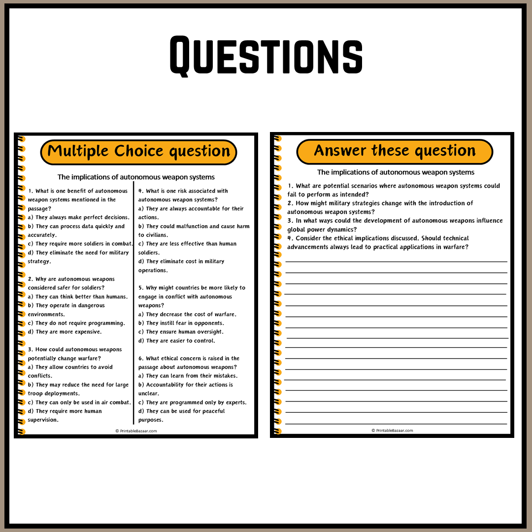 The implications of autonomous weapon systems | Debate Case Study Worksheet