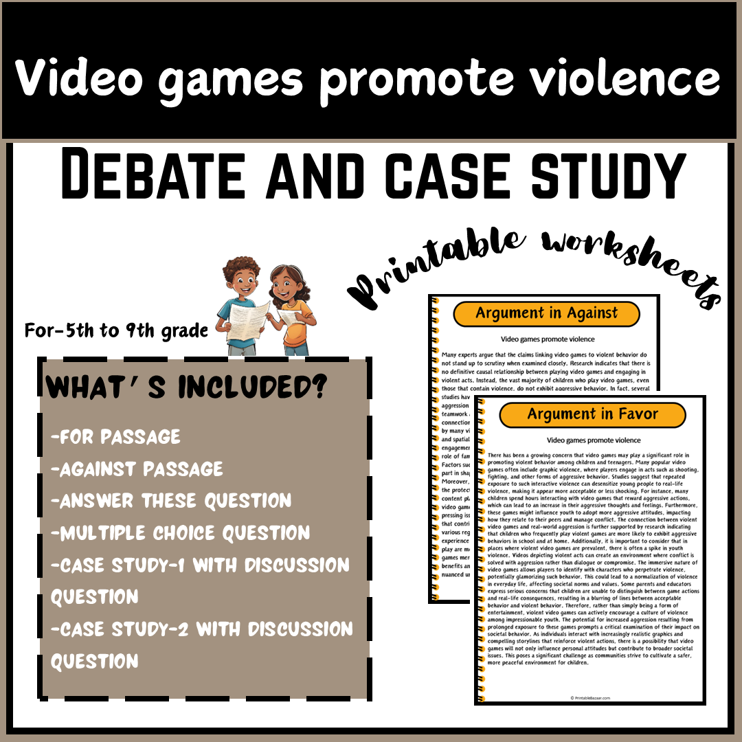 Video games promote violence | Debate Case Study Worksheet