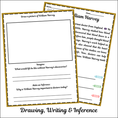 William Harvey | Short Reading Comprehension Creative Worksheet