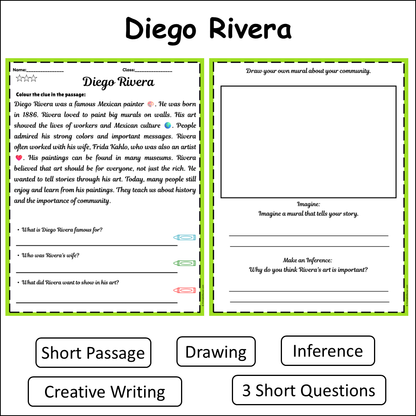 Diego Rivera | Short Reading Comprehension Creative Worksheet