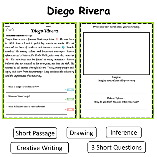 Diego Rivera | Short Reading Comprehension Creative Worksheet