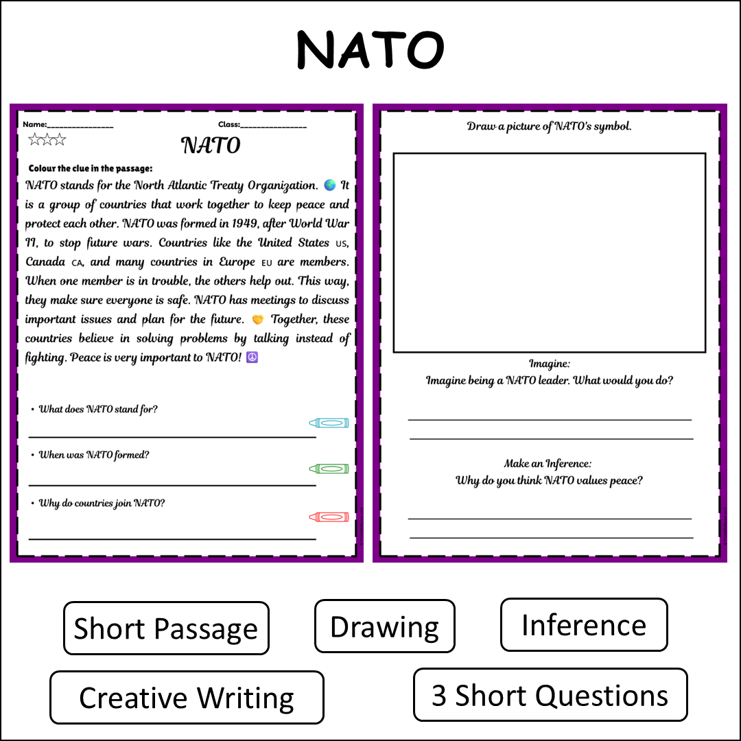 NATO | Short Reading Comprehension Creative Worksheet