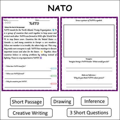 NATO | Short Reading Comprehension Creative Worksheet
