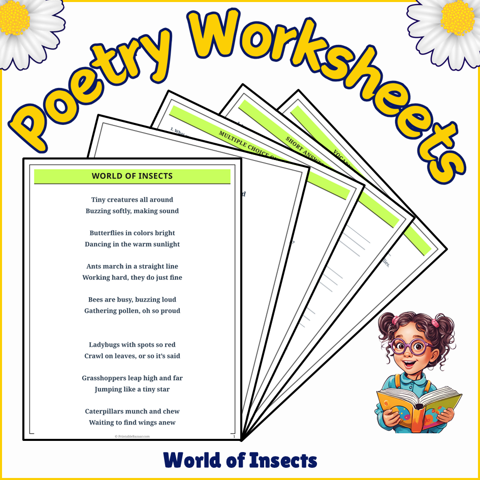 World of Insects | Poem Grammar Worksheet Printable Activity