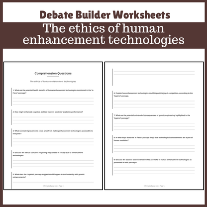 The ethics of human enhancement technologies | Favour and Against Worksheet Printable Activity