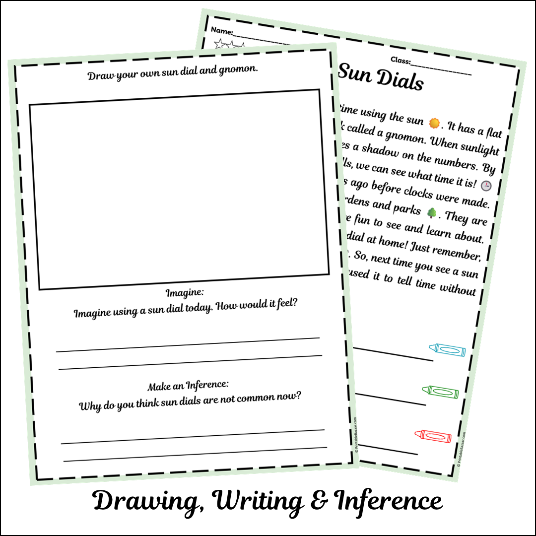Sun Dials | Short Reading Comprehension Creative Worksheet