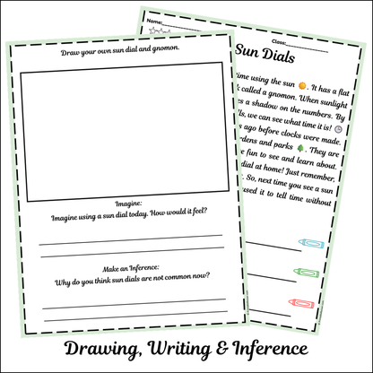 Sun Dials | Short Reading Comprehension Creative Worksheet