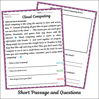 Cloud Computing | Short Reading Comprehension Creative Worksheet