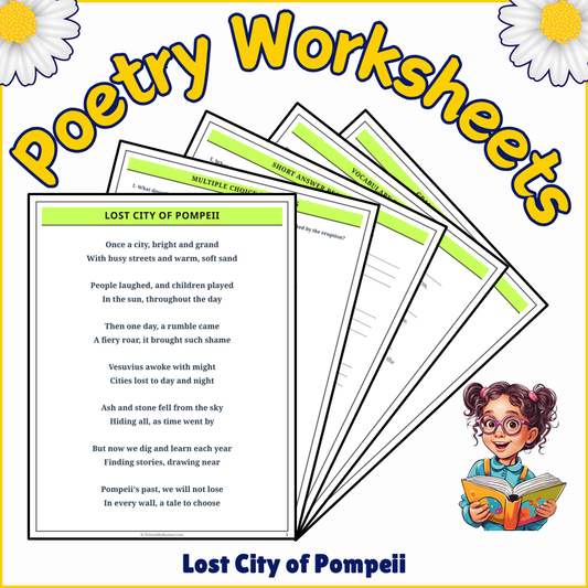 Lost City of Pompeii | Poem Grammar Worksheet Printable Activity