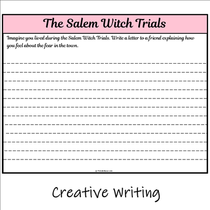 The Salem Witch Trials | Main Idea and Supporting Details Reading Passage and Questions