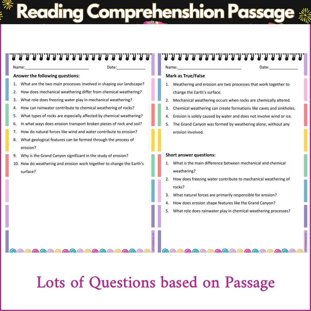 Weathering and Erosion | Reading Comprehension Passage and Questions