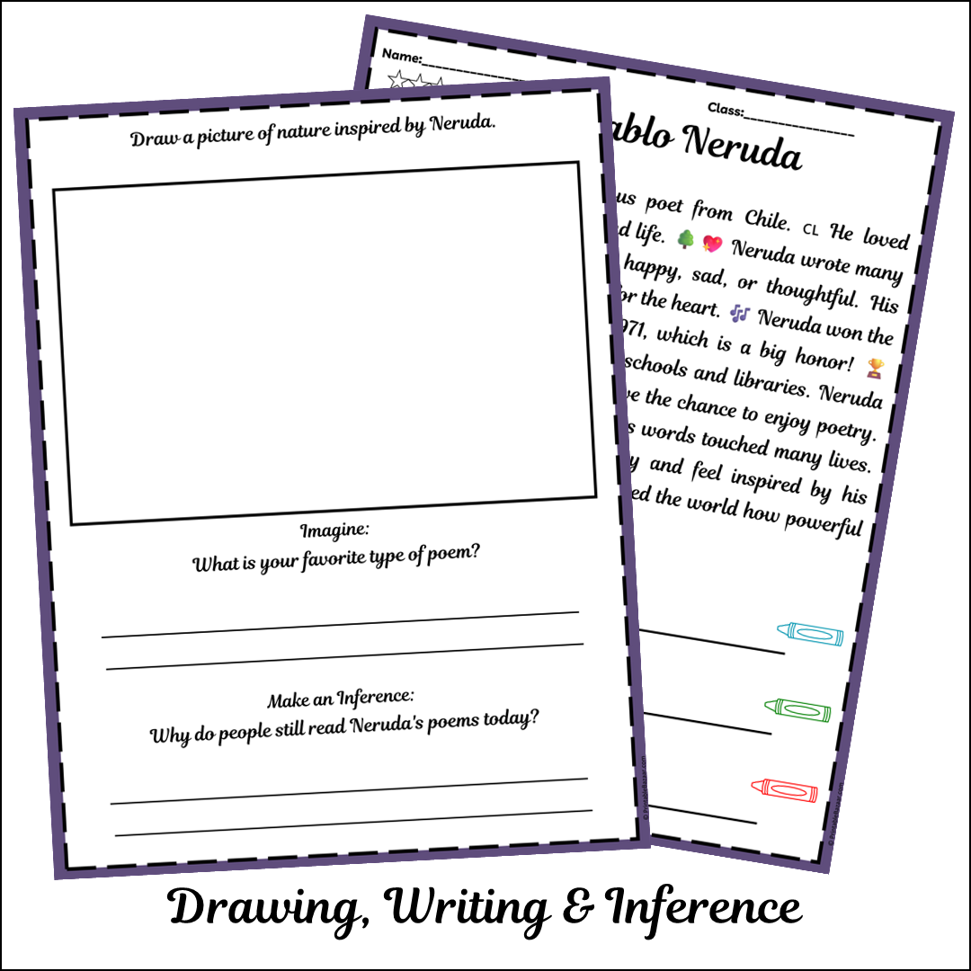 Pablo Neruda | Short Reading Comprehension Creative Worksheet