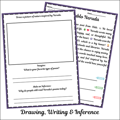 Pablo Neruda | Short Reading Comprehension Creative Worksheet
