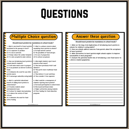 Should insect protein be mandatory in school meals? | Debate Case Study Worksheet