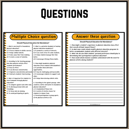 Should Physical Education Be Mandatory? | Debate Case Study Worksheet