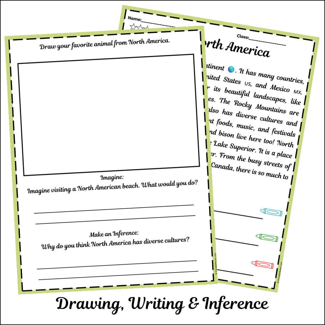 North America | Short Reading Comprehension Creative Worksheet