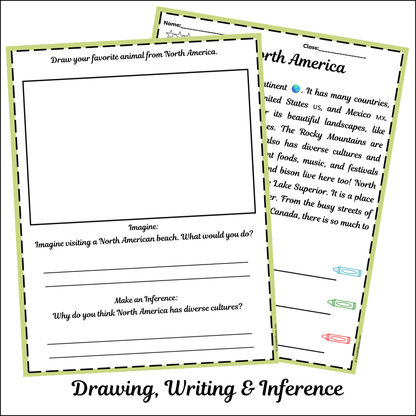 North America | Short Reading Comprehension Creative Worksheet