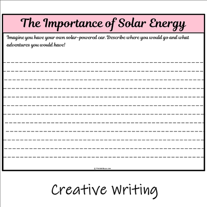 The Importance of Solar Energy | Main Idea and Supporting Details Reading Passage and Questions