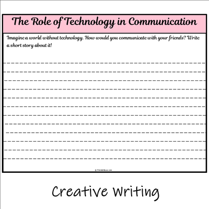 The Role of Technology in Communication | Main Idea and Supporting Details Reading Passage and Questions