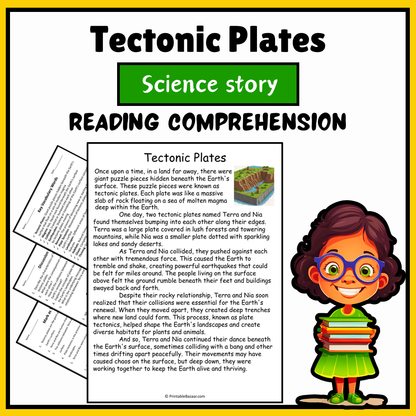 Tectonic Plates | Science Story Reading Comprehension Activity