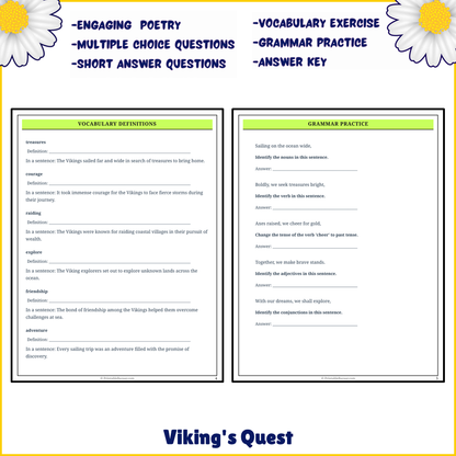 Viking's Quest | Poem Grammar Worksheet Printable Activity