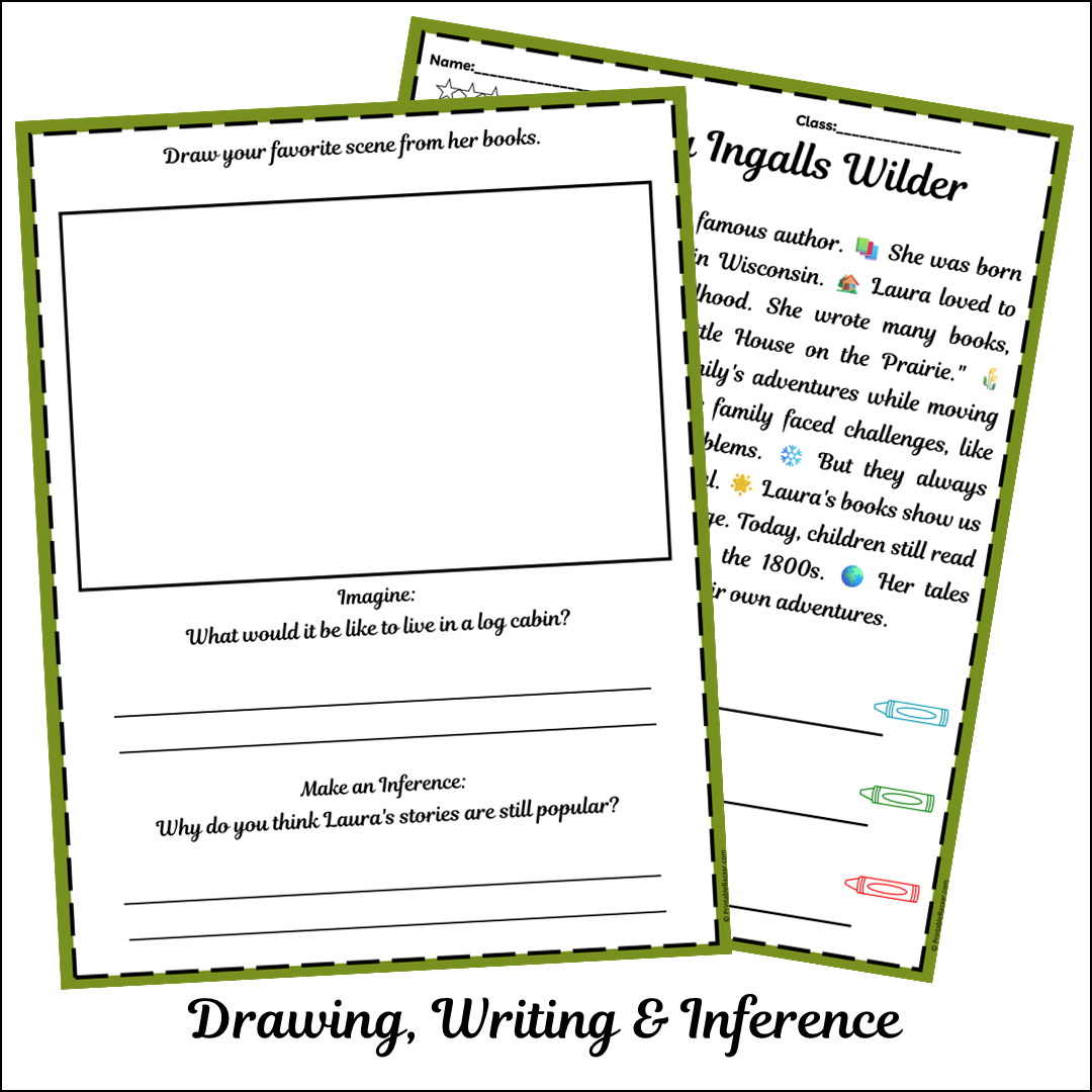 Laura Ingalls Wilder | Short Reading Comprehension Creative Worksheet
