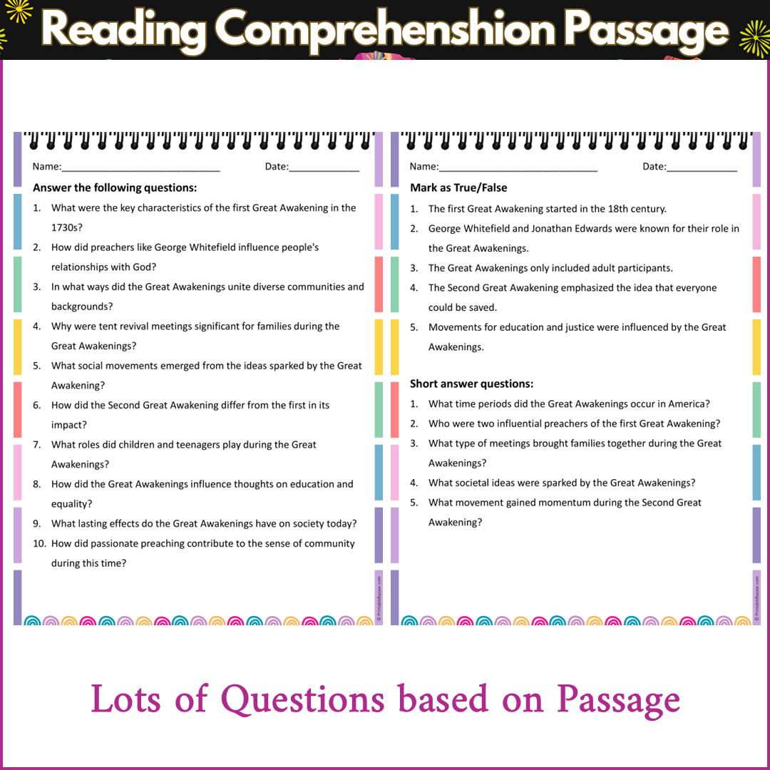 The Great Awakenings | Reading Comprehension Passage and Questions