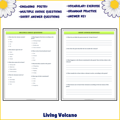 Living Volcano | Poem Grammar Worksheet Printable Activity