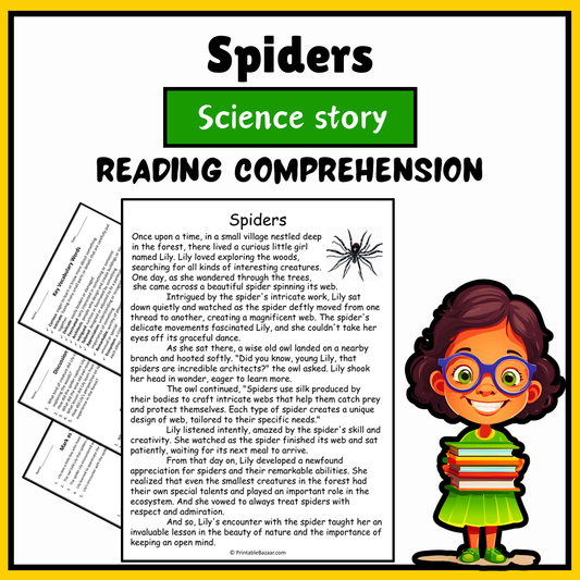 Spiders | Science Story Reading Comprehension Activity